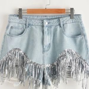Tassel Bling Shorts Plus Size